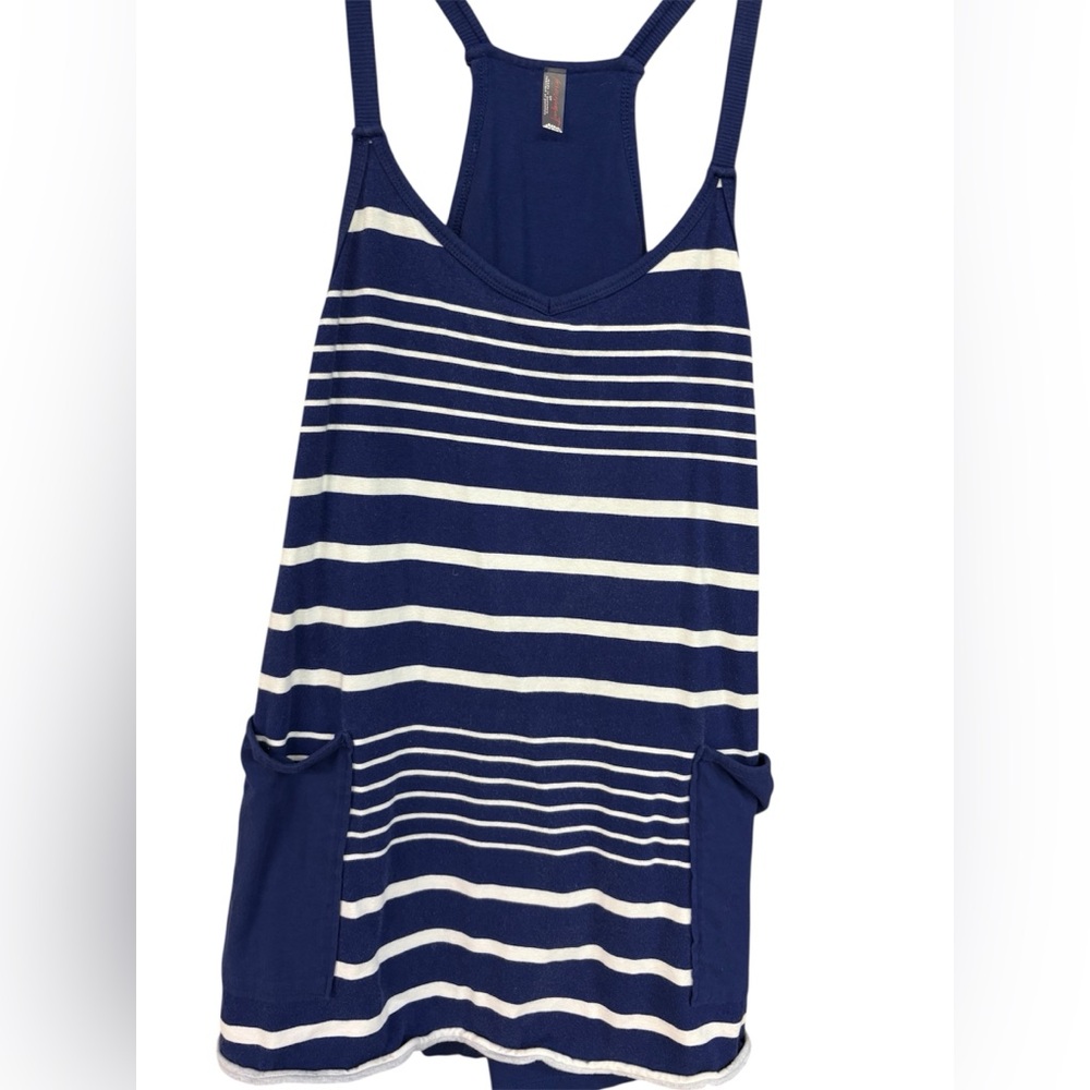 Free People Navy and White Striped Tank Romper